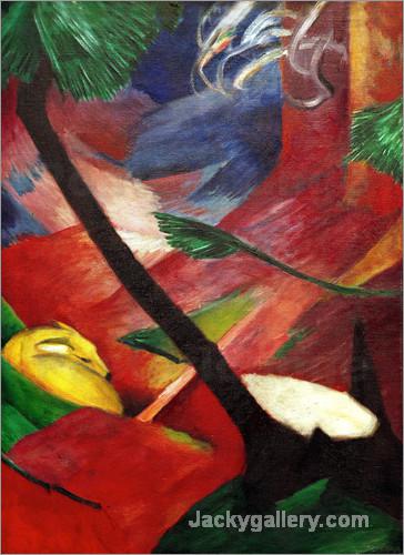 Deer in the Forest II by Franz Marc paintings reproduction